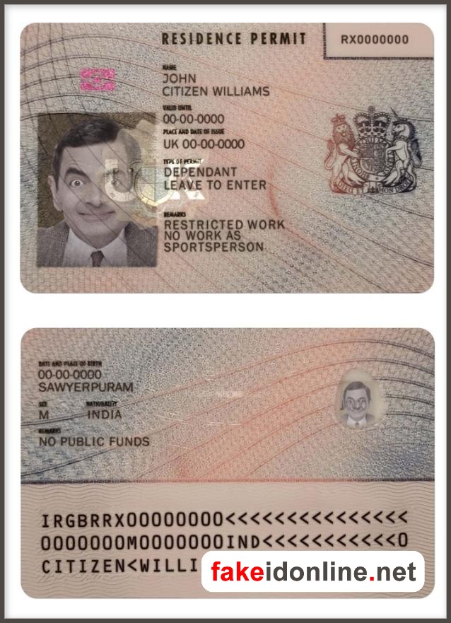 UK Residence Permit PSD Template